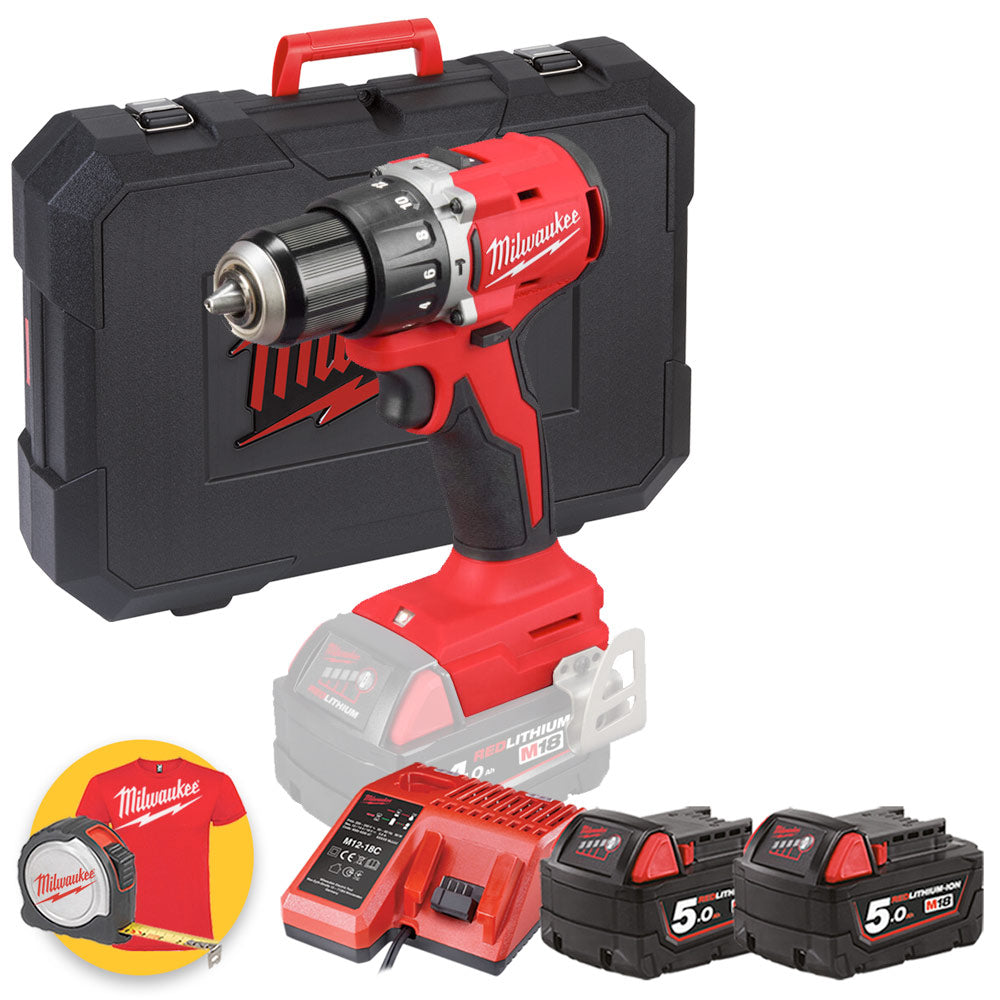 Milwaukee M18 BLPDRC-502C – Trapano a percussione brushless 60 Nm con 2 batterie 5.0Ah